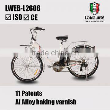 26 inch city electric bike with box and basket with CE EN15194 SHIMANO 7