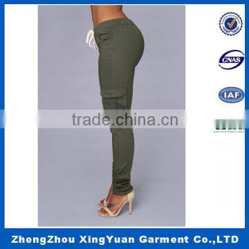 Soft Touch Woven Ladies Fashion Trousers Design Army Green Female Trousers