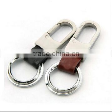 Leather Car Key Chain Ring / Metal Keyring Keychain / Belt Loops Leather Key Chain