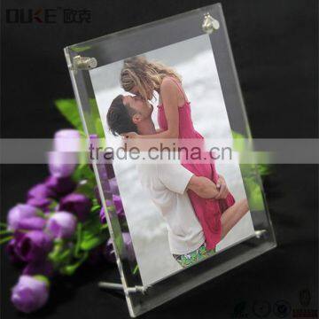 Clear 4x6 magneti acrylic girls sex picture photo frame with desktop
