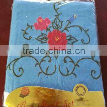 The Best Fashion sunflower flower embroidered 3pcs bedding sheet Design with 100% polyester