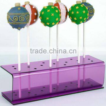 fashionable rectangular customized hole and tiers countertop clear purple lollipop display stand wholesale price high quality