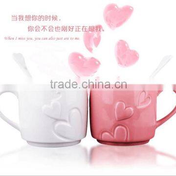 Alibaba China supplier bulk modern tea cup valentine's day cupid heart shape porcelain coffee cup with embossed logo printing