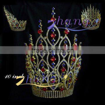 fashion colored rhinestone round pageant crown