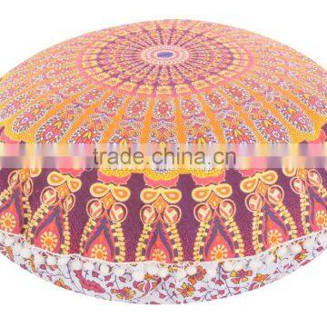 Round Mandala Mantas Throw Pillow Cover Decorative Indian Outdoor Cushion Pom Pom Boho Large Floor Pillow Case