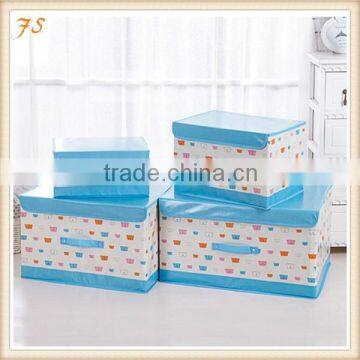 Factory price PE coating non-woven storage box with handle