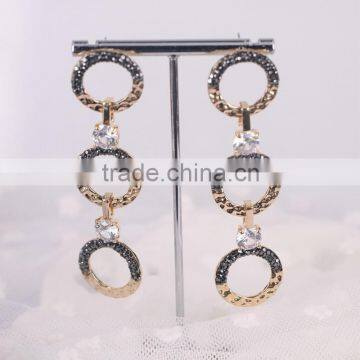 Circle Shape Long Earring Studs Metal Plated Fashion Gold Earring