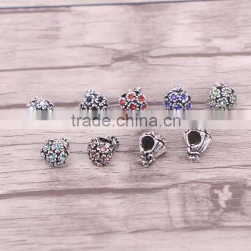 Metal Alloy Crystal Big Hole Charms Flower Beads Fits Bracelets & Bangle Necklace Accessories