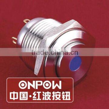 ONPOW 16mm Dot illuminiated Momentary Waterproof Metal Push Button Switch with High round head (GQ16H-10D/J/B/2.8V/S) CE, RoHS