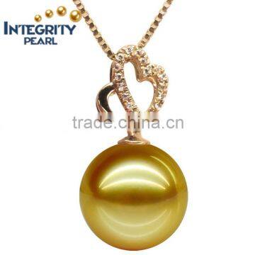 10mm AAA south sea pearl gold pendant