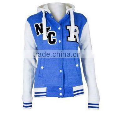 Womens ladies nyc baseball jacket royal blue marl front