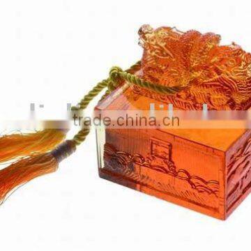 lead crystal dragon seal as business gifts for office fengshui decoration