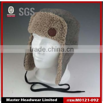 Fleece Winter Hat with Leather Patch