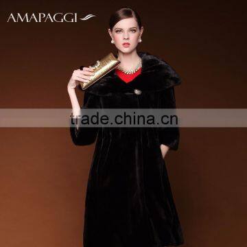 full-length black winter real mink fur coat for fashion women