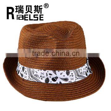 panama summer fedora hat paper staw hat with ribbon