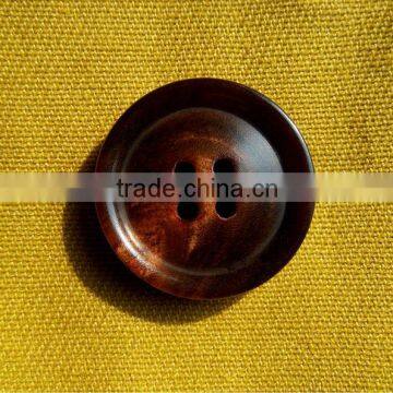 4 Holes 36L(23MM) Real Dye Brown Color Buffalo Horn Button for Suit Coat with Rim