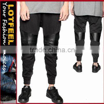 Black Biker Joggers moto jogger pants gym pants (lotbike070)