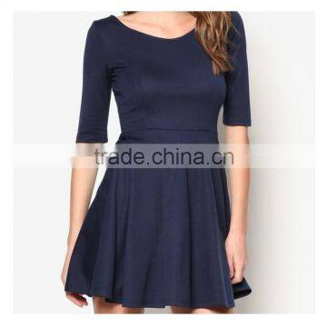 Short Sleeves V Neck Skater Dress Women Latest Fashion Summer Dress photo-6