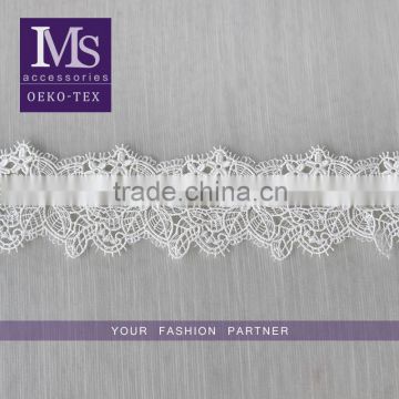 new design flower 6cm white eyelash lace trim for wedding dress