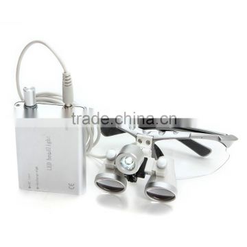 Silver 2.5X 3.5X 320mm 420mm Dentist Surgical Medical Binocular Dental Loupes with LED Head Light Lamp