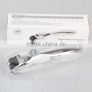 1.0mm 600 pins dermaroller with silver handle for skin care