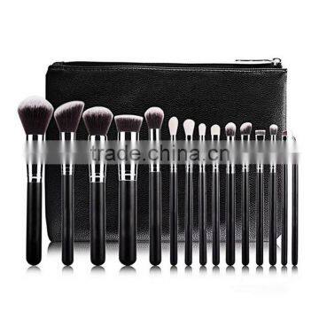 Wholesale Cosmetic Tool 15pcs Make up Brushes Black Wooden Natural Makeup Brush Set photo-6