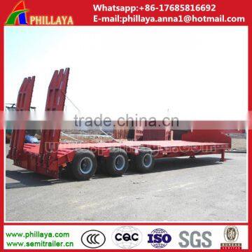 Heavy Duty Tri-axle 60 Ton Low Flatbed Semi Trailer/ Low Bed Truck Trailer for Excavator Transportation photo-4