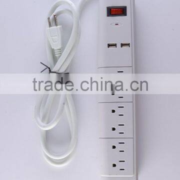 H30147 ETL/CETL Surge Protector 6 Outlet Power Strip With 2 USB Charging Ports Heavy Duty 15 AMP