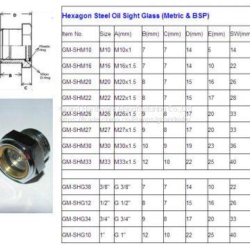 NPT 1/2 Compressors Pump Oil Sight Glass Carbon Steel Oil Levels