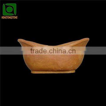 Carved Yellow Marble Bathtub for Sale