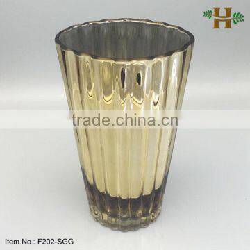 Mouthblown Cone Glass Flower Vase Luxury Gold Coated Vases