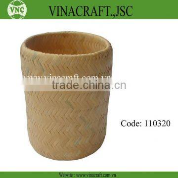 Natural bamboo waste basket