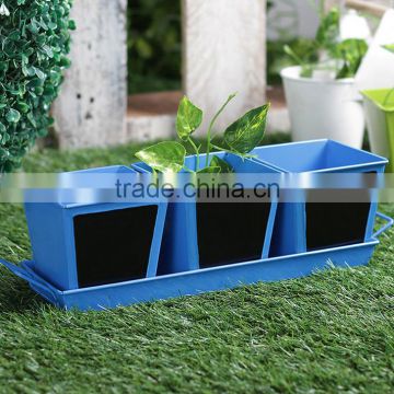 Garden Chalk Board Herb Planter With Base Blue 4 Pcs