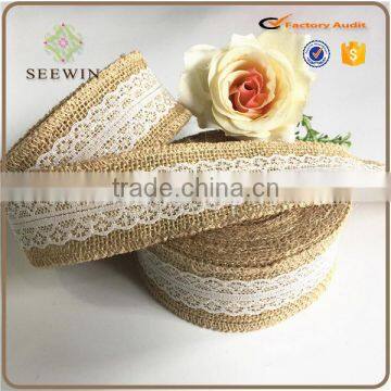 Burlap Raw Jmaterial Jute Ribbon With Customerized Lace Logo photo-4
