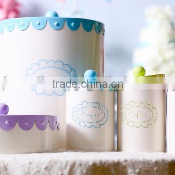 New Stylish Airtight Metal Tin Tea Coffee Sugar Canister Storage Bin with Flower Lid