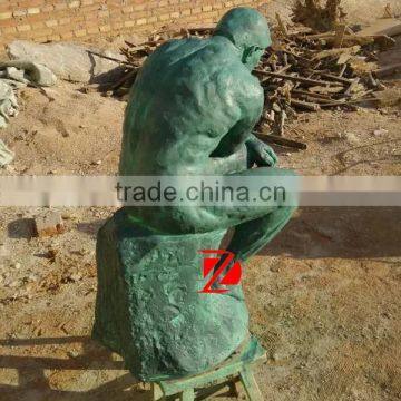 Antique Resin Thinking Man Sculpture photo-3
