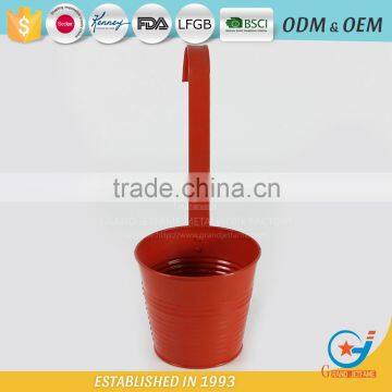 Garedn Galvanized and Iron Powder Coating Rose Red Modern Hanging Outdoor Wall Mounted Planters photo-3