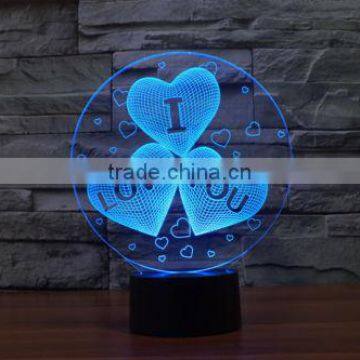Novelty Valentine Gift 3D I Love You Night Light 7 Color Change LED Table Lamp Gift photo-5