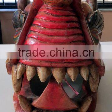 Dragon Mask Wall Hanging Decor Handmade in Nepal photo-4