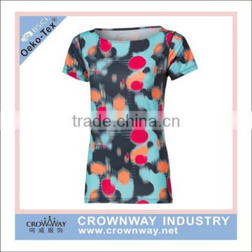 Wholesale Ladies Polyester Sublimation Print Running T Shirt In Fashion Design