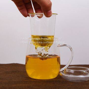 Glass Cup Kungfu Tea Cup Three Part Glass Cup Filter Glass Cup Coffee Cup Milk Cup Juice Cup for Hotel and Resturant photo-3