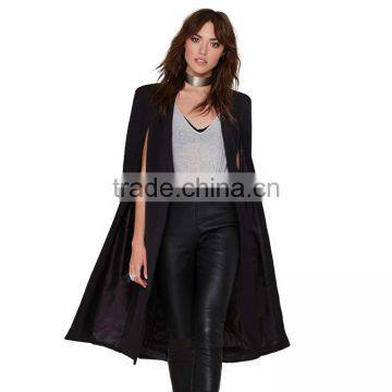 HAODUOYI Women Longline Buttonless Open Stitch Cloak Trench Blazer Poncho Coat photo-6