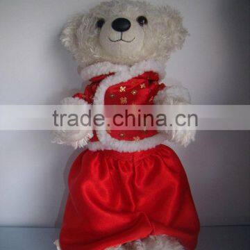 plush bear girl with clothes lovely bear fake fur toys stuffed bear