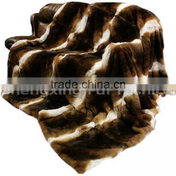 CX-D-58 Natural Color Soft Rex Rabbit Fur Throw Blanket -Genuine Fur Rug photo-2