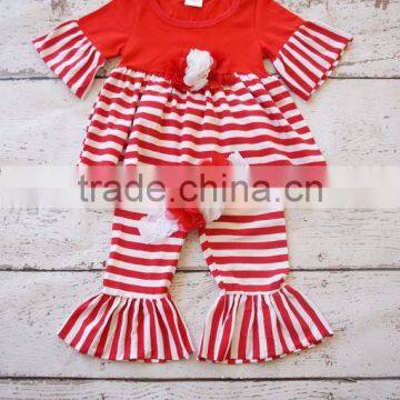Children Clothes Boutique Baby Outfit Red Stripe Christmas Outfit Holiday Boutique Outfit photo-5