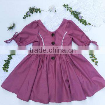 Elegant Baby Girls Clothes Cotton Lavender Long Sleeve Lace Dress Girls Party Wear Dress