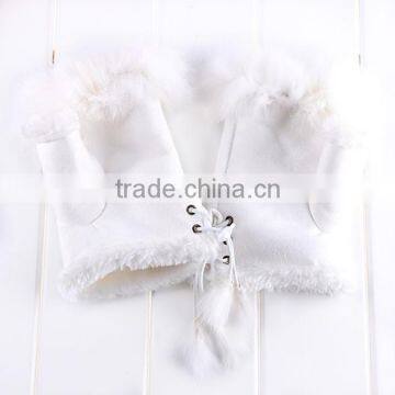 2015 New Women's Rabbit Fur Hand Wrist Fingerless Warm Winter Gloves 3379 photo-6