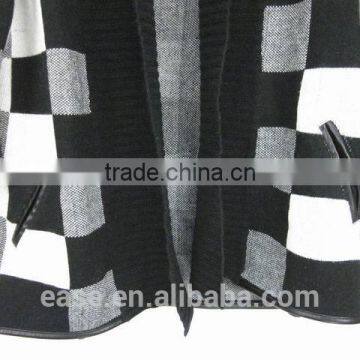 Men Wool Black and White Cardigan Sweater