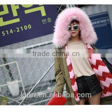 Factory Supply Woman Winter Real Mink Fur Parka Linging With Fox Fur Collar Hood With High Quality Pc-211 photo-4