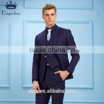 Daynoliao 2016 Latest Design Navy Stripe Slim Fit Wholesale 3 Pieces Men's Suits photo-3